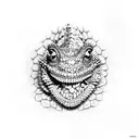 an angry chameleon using a bandana tattoo design idea