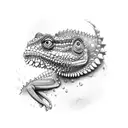 an angry chameleon using a bandana tattoo design idea