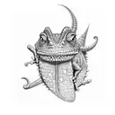 an angry chameleon using a bandana tattoo design idea