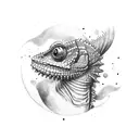 an angry chameleon using a bandana tattoo design idea