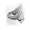 an angry chameleon using a bandana tattoo design idea