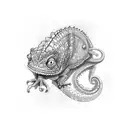 an angry chameleon using a bandana tattoo design idea