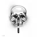skull smoking a cigarette with crossed crutches tattoo design idea
