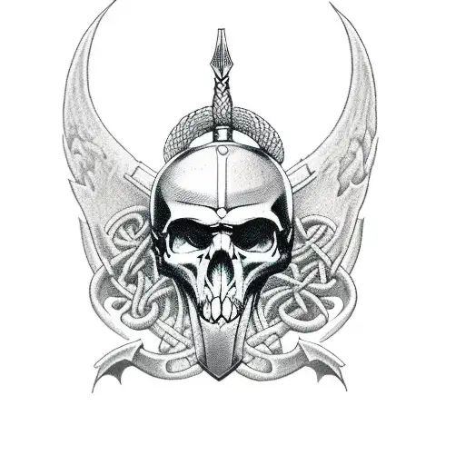 Viking and skulls tattoo design idea
