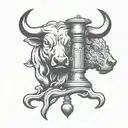 Bull and bear intertwined in a candlestick chart design tattoo design idea