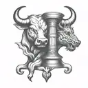 Bull and bear intertwined in a candlestick chart design tattoo design idea