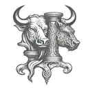 Bull and bear intertwined in a candlestick chart design tattoo design idea