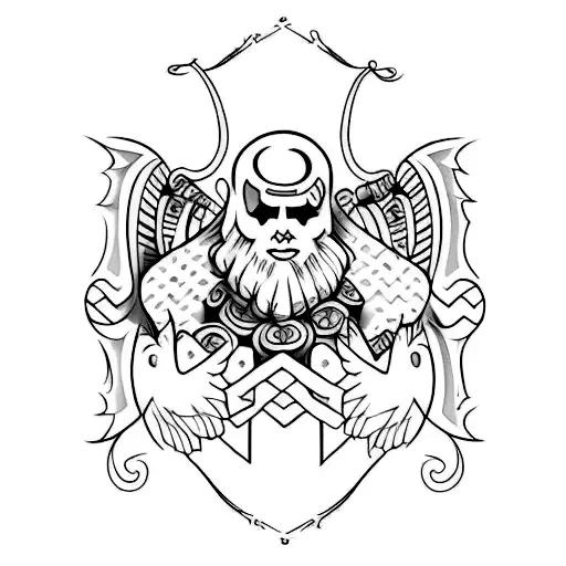 tricep tattoo that makes a different character when my arm is up versus down. make it more girly tattoo design idea