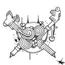 tricep tattoo that makes a different character when my arm is up versus down. make it more girly tattoo design idea