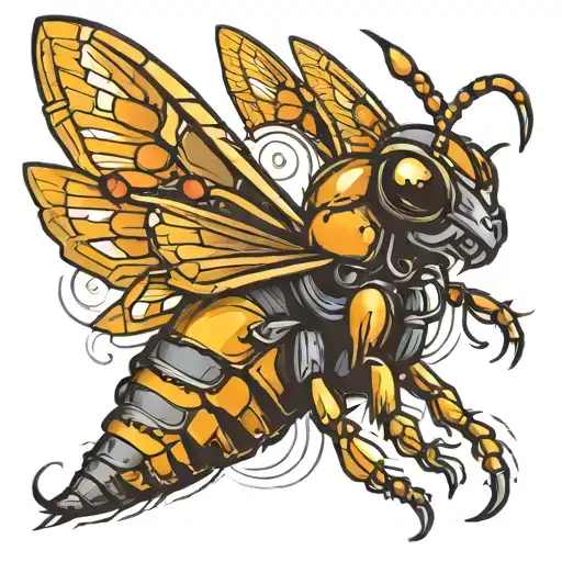 Hornet stinging side profile tattoo design idea