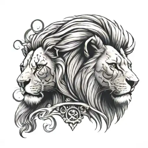 half skull half lion tattoo design idea