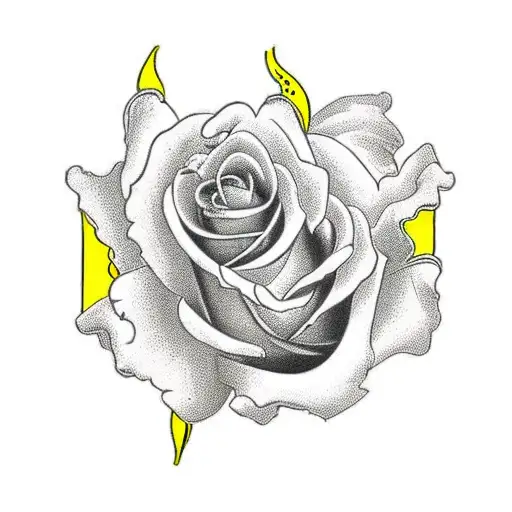 red rose intertwined with yellow cowslips for placement on a woman's foot  tattoo design idea