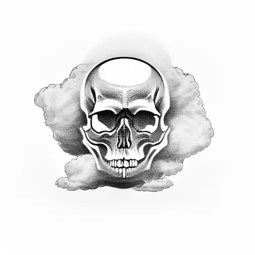 skull clock cloud grave stone crow  tattoo design idea