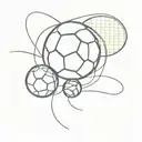 A sketch tattoo of a soccer ball and tennis ball morphing into each other, symbolizing the client's fluidity and adaptability in sports and psychology tattoo design idea