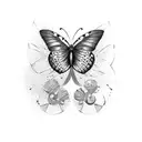 Butterfly semicolon body tattoo design idea