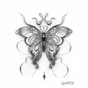 Butterfly semicolon body tattoo design idea