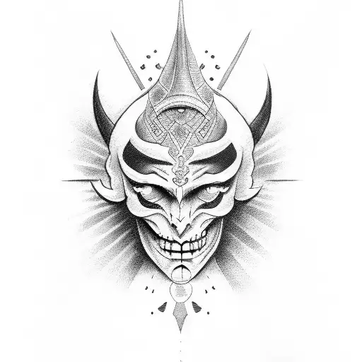 half devil half god tattoo design idea