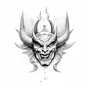 half devil half god tattoo design idea
