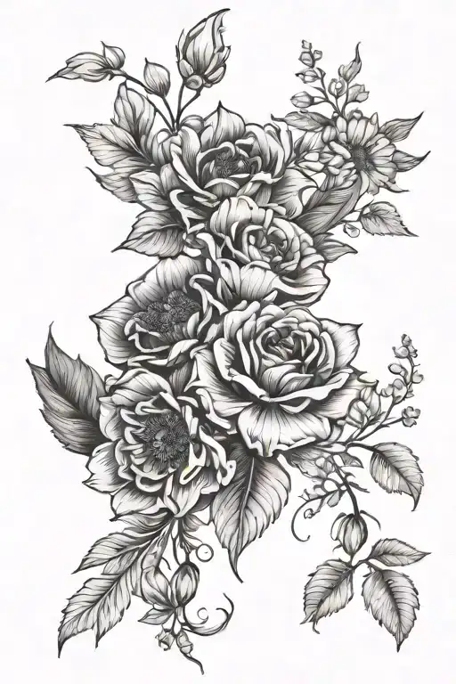 birthflowers april august and oktober  tattoo design idea