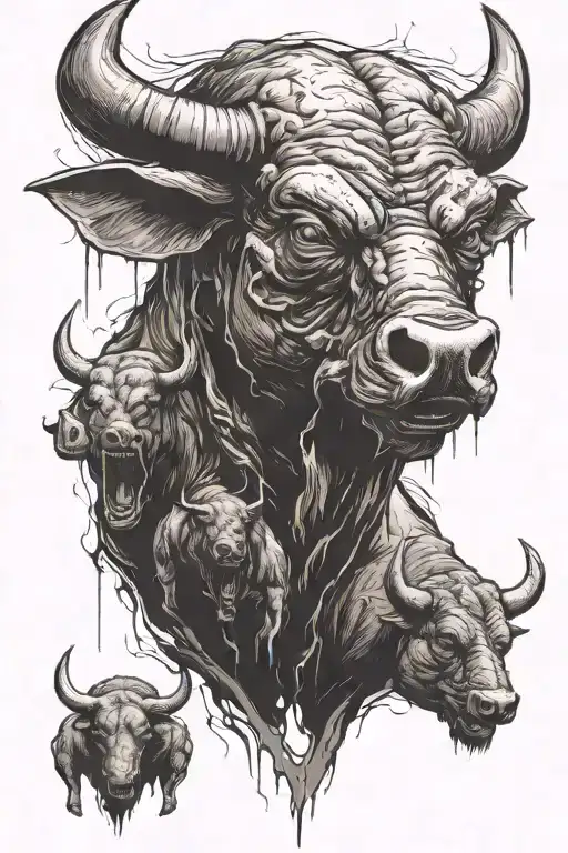 bull and bear in one tattoo design idea