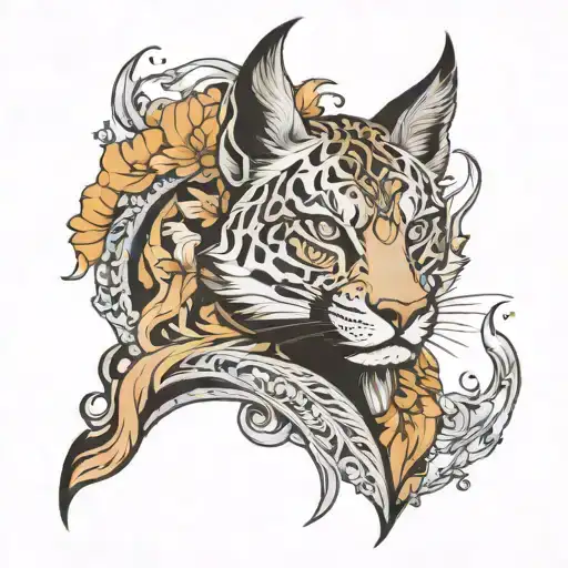 sophisticated and mysterious tattoo with animal tattoo design idea