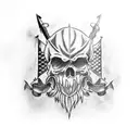 arm sleeve with Blackbeard's flag tattoo design idea