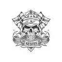 arm sleeve with Blackbeard's flag tattoo design idea