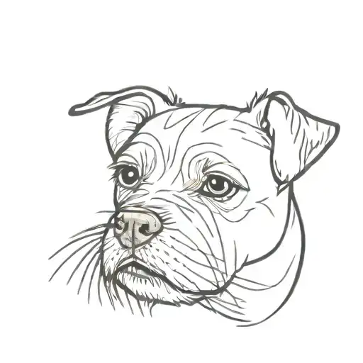 Border Terrier dog tongue out and his ears tattoo design idea