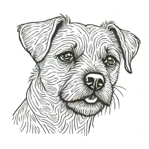 border terrier dog tongue out tattoo design idea