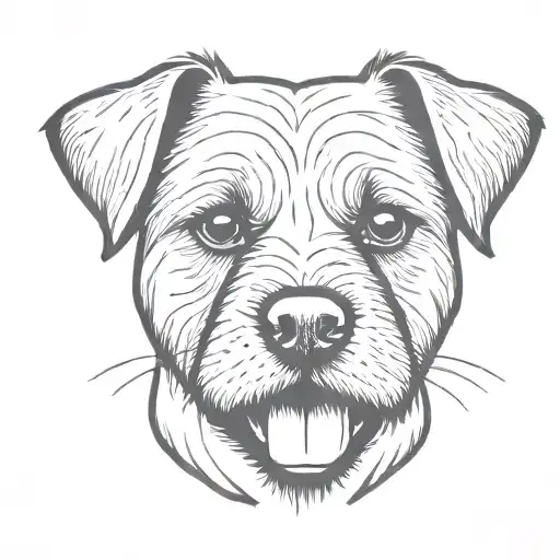 border terrier dog tongue out tattoo design idea