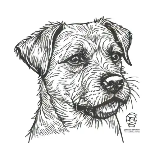 front face border terrier dog tongue out and his ears tattoo design idea
