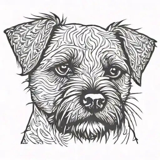 border terrier dog tongue out tattoo design idea