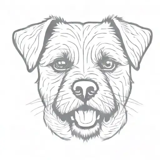 border terrier dog tongue out tattoo design idea