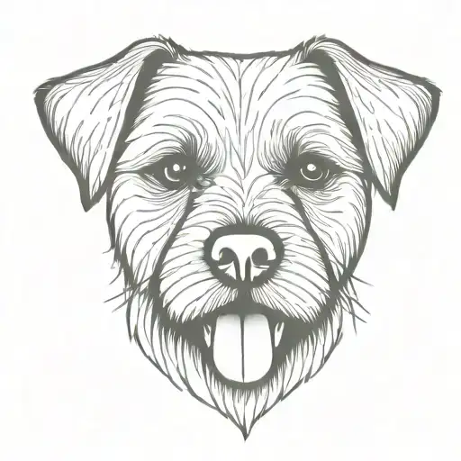 border terrier dog tongue out tattoo design idea