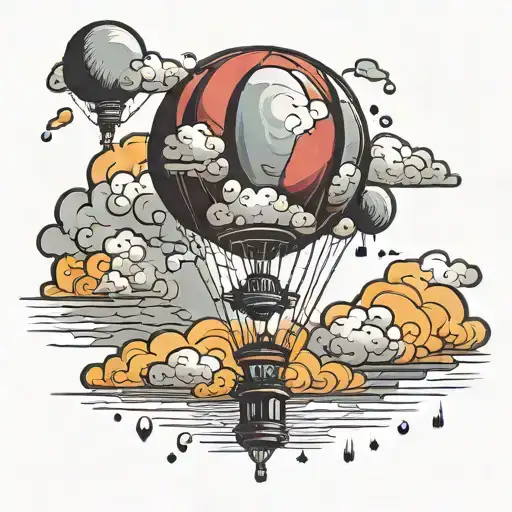storm clouds with bright baloon floating through them tattoo design idea