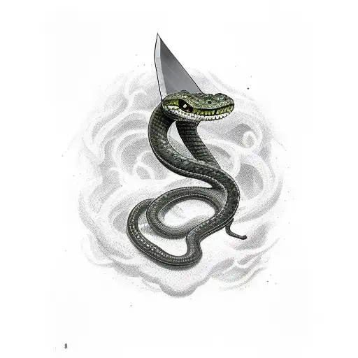 snake coiling around a sword tattoo design idea