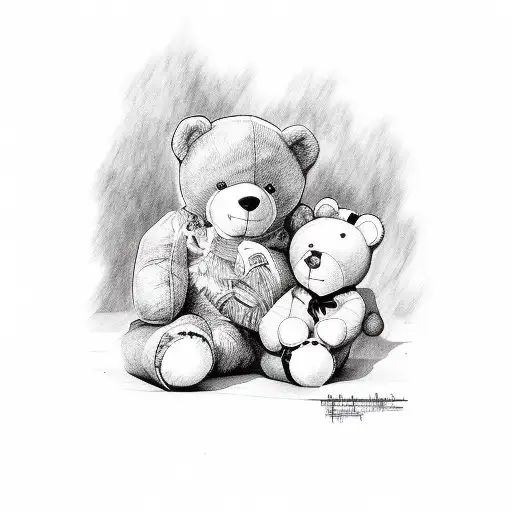 name logan with teddy bear tattoo design idea