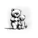 name logan with teddy bear tattoo design idea