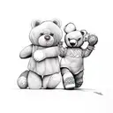 name logan with teddy bear tattoo design idea