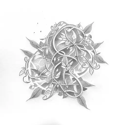 ray of light and vines tattoo design idea