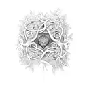 ray of light and vines tattoo design idea