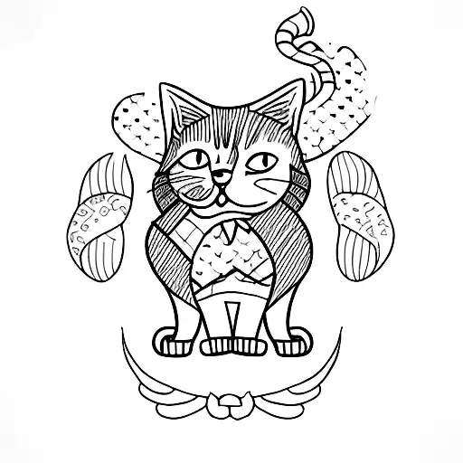 cat outline with word moose tattoo design idea