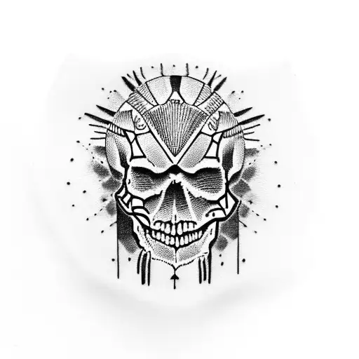 African continent skull like c'est l'afrique patch tattoo design idea