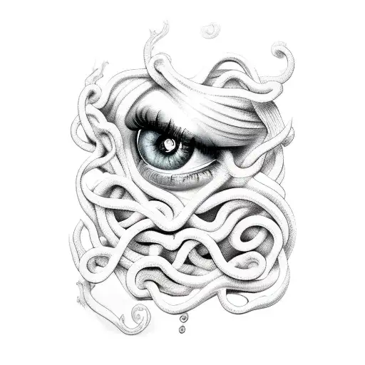 medusa crying tattoo design idea