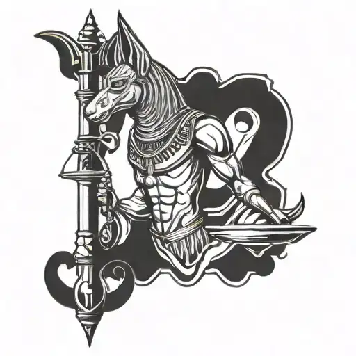 Anubis Horus scales of justice tattoo design idea
