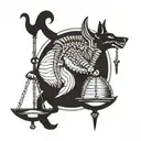 Anubis Horus scales of justice tattoo design idea