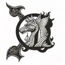 Anubis Horus scales of justice tattoo design idea