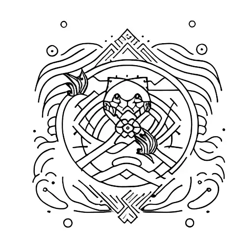 nordic and Japanese mixed sleeve tattoo design idea
