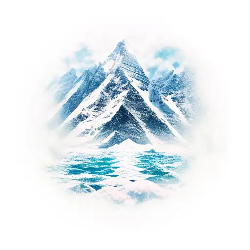 Mountain and ocean  tattoo design idea