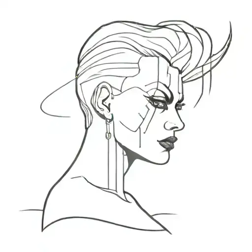 Incorporate elements from the movie Sin City into a dark cyberpunk design tattoo design idea